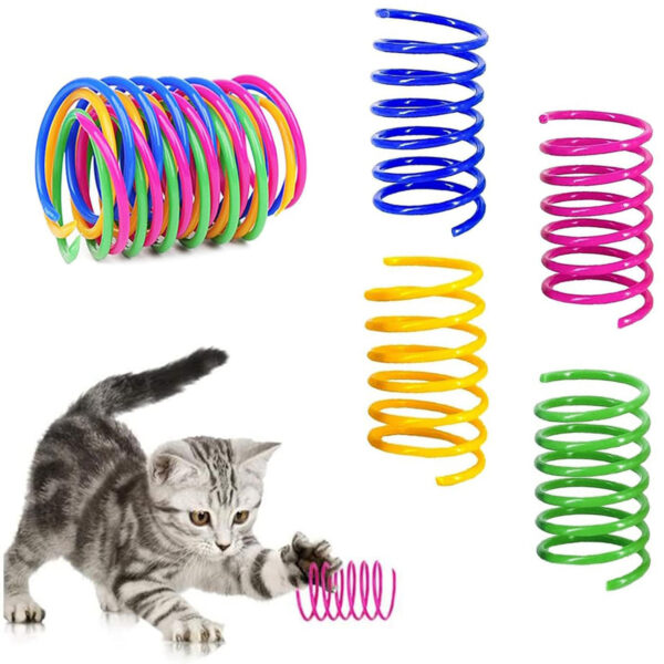 Cat Spiral Spring, 12 Pc Cat Creative Toy to Kill Time and Keep Fit Interactive Cat Toy Sturdy Heavy Plastic Spring Colorful Springs Cat Toy for Swatting, Biting, Hunting Kitten Toys