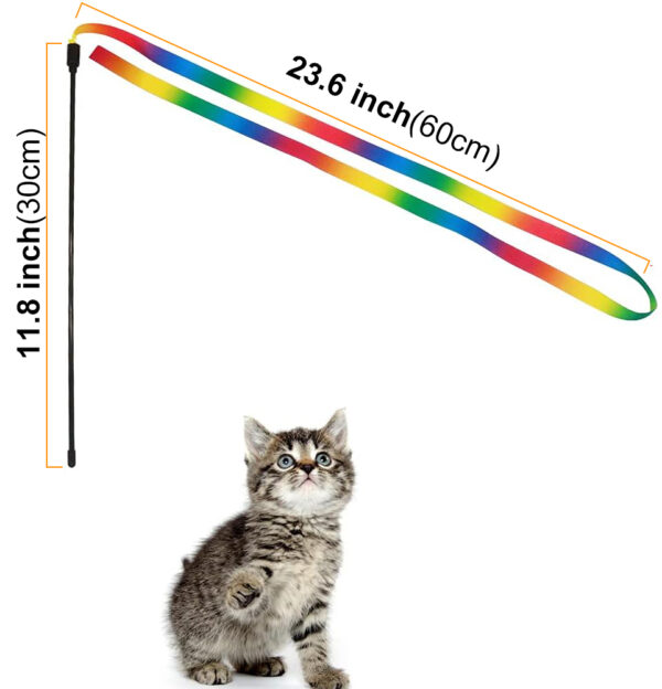 Cat Wand Toys, Interactive Kitten Toys for Indoor Cats,Colorful Cat Teaser Wand String for Cat Kitten Exercise Cat Stick Toy Cat Charmer-2Pcs - Image 2