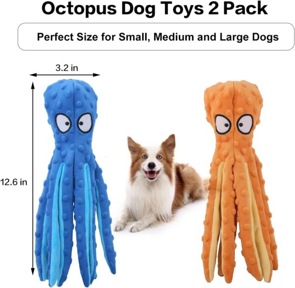 Dog Squeaky Toys Octopus - No Stuffing Crinkle Plush Dog Toys for Puppy Teething, Durable Interactive Dog Chew Toys for Small, Medium and Large Dogs Training and Reduce Boredom - Image 7