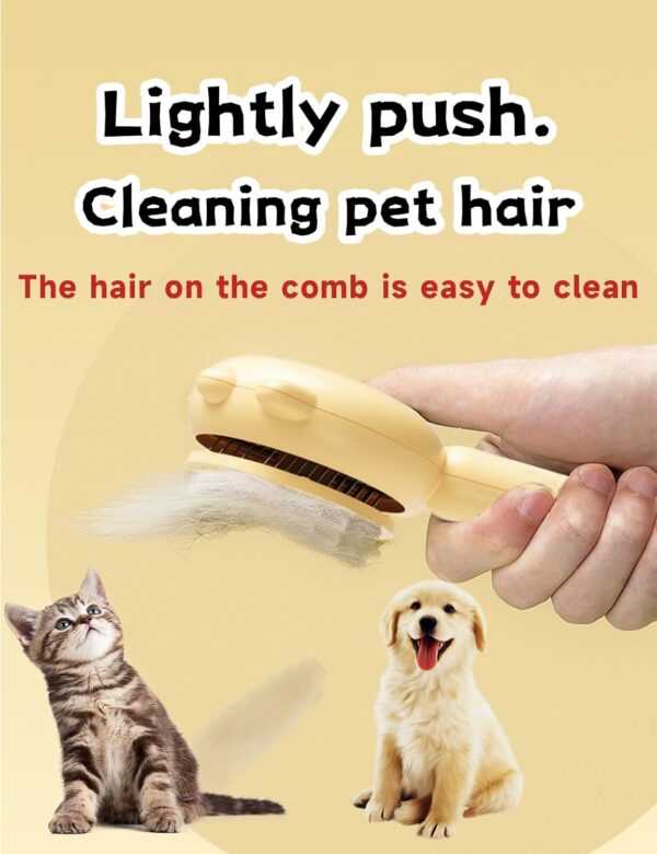 Self Cleaning Slicker Brush, Dog Cat Pet Grooming Shedding Brush - Easy to Remove Loose Undercoat, Pet Massaging Tool Suitable for Pets with Long or Short Hair - Image 3