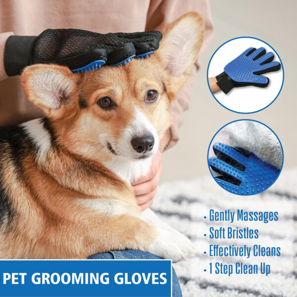 Pet Hair Remover Gloves - Gentle Shedding Brushes for Dogs, Cats with Long and Short Hair - 1 Pair (Blue) - Image 2