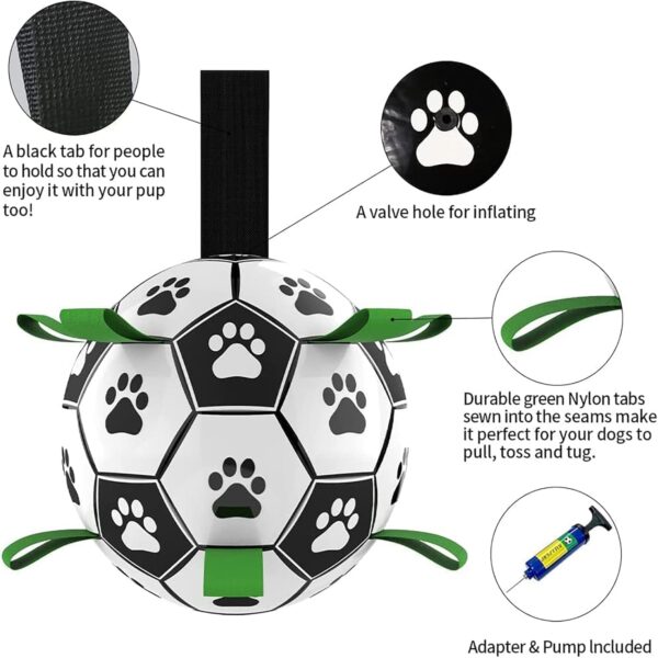 Dog Toys Soccer Ball with Straps, Interactive Dog Toys for Tug of War, Puppy Birthday Gifts, Dog Tug Toy, Dog Water Toy, Durable Dog Balls World Cup for Small & Medium Dogs（7 Inch） - Image 2