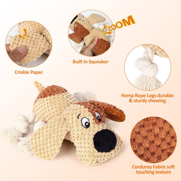 Squeaky Dog Toys Dog Plush Toy for Large Chewers Dog Toys with Crinkle Paper and Squeaker Tug of War Dog Toys - Image 3