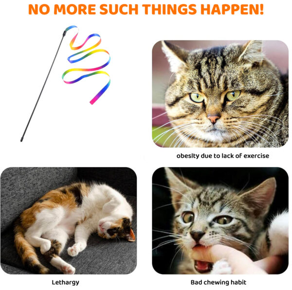 Cat Wand Toys, Interactive Kitten Toys for Indoor Cats,Colorful Cat Teaser Wand String for Cat Kitten Exercise Cat Stick Toy Cat Charmer-2Pcs - Image 4