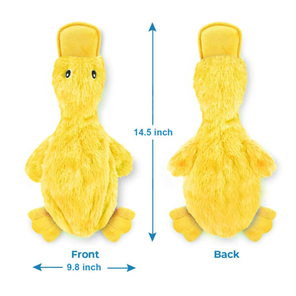 Dog Toy for Small, Medium, and Large Breeds, Cute No Stuffing Duck with Soft Squeaker, Fun for Indoor Puppies and Senior Pups, Plush No Mess Chew and Play - Yellow - Image 3