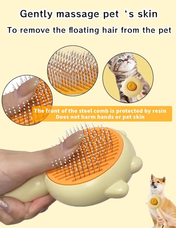 Self Cleaning Slicker Brush, Dog Cat Pet Grooming Shedding Brush - Easy to Remove Loose Undercoat, Pet Massaging Tool Suitable for Pets with Long or Short Hair - Image 2