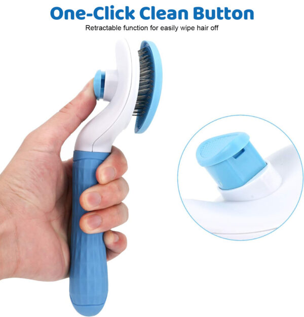 Self Cleaning Slicker Brush - Skin Friendly Deshedding Grooming Tool for Dogs & Cats, Suitable for Shedding & Haired Pets, with Pet Supplies Accessories, Blue - Image 3