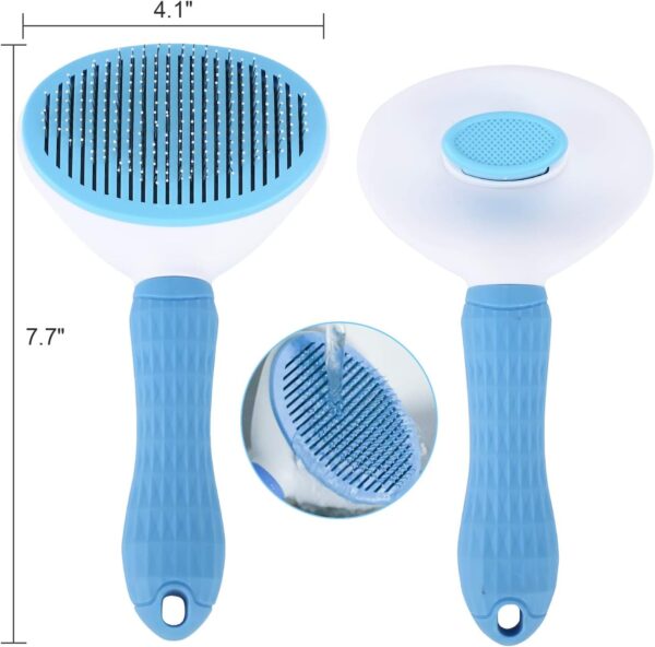 Self Cleaning Slicker Brush - Skin Friendly Deshedding Grooming Tool for Dogs & Cats, Suitable for Shedding & Haired Pets, with Pet Supplies Accessories, Blue - Image 4