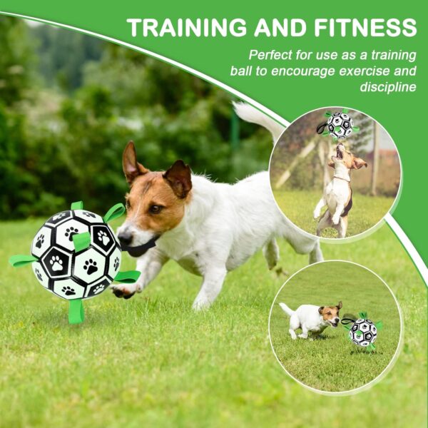 Dog Toys Soccer Ball with Straps, Interactive Dog Toys for Tug of War, Puppy Birthday Gifts, Dog Tug Toy, Dog Water Toy, Durable Dog Balls World Cup for Small & Medium Dogs（7 Inch） - Image 4