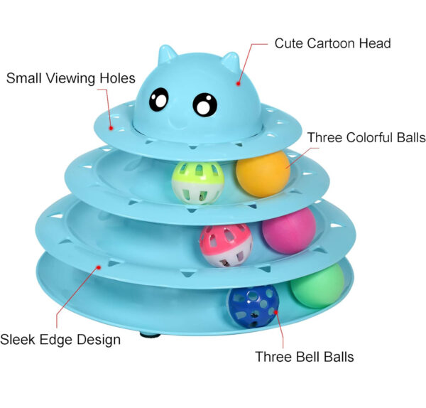 Tower of Tracks Interactive 3-Tier Cat Track Toy with Spinning Balls - Image 4