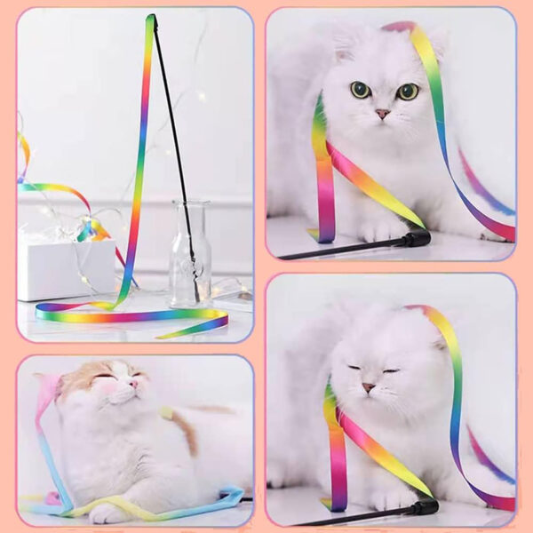 Cat Wand Toys, Interactive Kitten Toys for Indoor Cats,Colorful Cat Teaser Wand String for Cat Kitten Exercise Cat Stick Toy Cat Charmer-2Pcs - Image 5