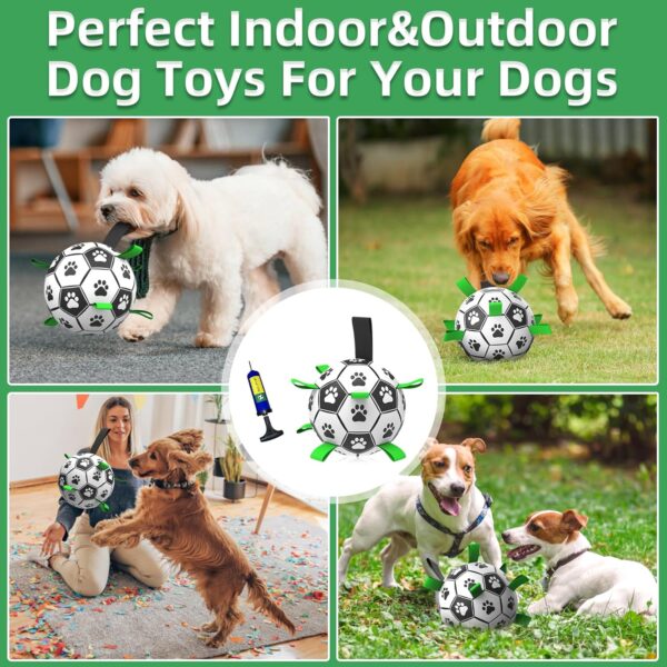 Dog Toys Soccer Ball with Straps, Interactive Dog Toys for Tug of War, Puppy Birthday Gifts, Dog Tug Toy, Dog Water Toy, Durable Dog Balls World Cup for Small & Medium Dogs（7 Inch） - Image 5