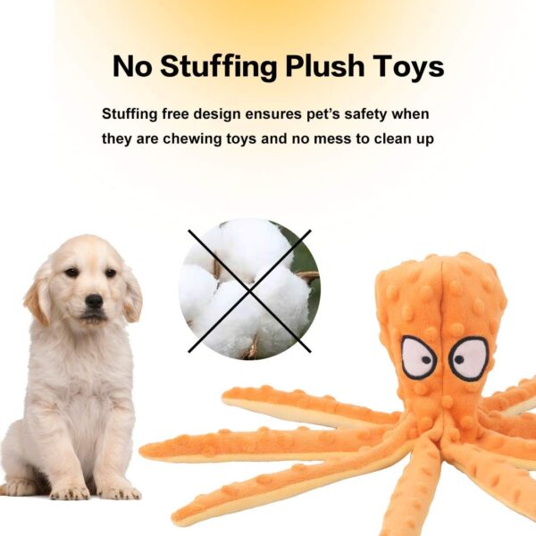 Dog Squeaky Toys Octopus - No Stuffing Crinkle Plush Dog Toys for Puppy Teething, Durable Interactive Dog Chew Toys for Small, Medium and Large Dogs Training and Reduce Boredom - Image 3