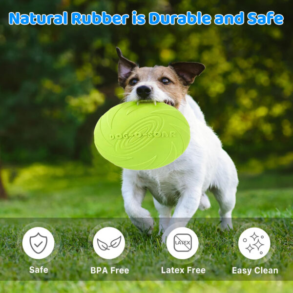 Dog Frisbees, Dog flying Disc, Durable Dog Toys, Nature Rubber Floating Flying Saucer for Water Pool Beach - Image 3