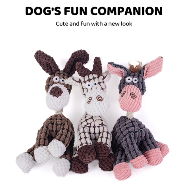 Dog Toy, Large Dog Squeaky Toys, Stufed Animal Dog Plush Toy for Puppy, Small, Middle, Large Dogs (Donkey(Grey+Pink) - Image 3