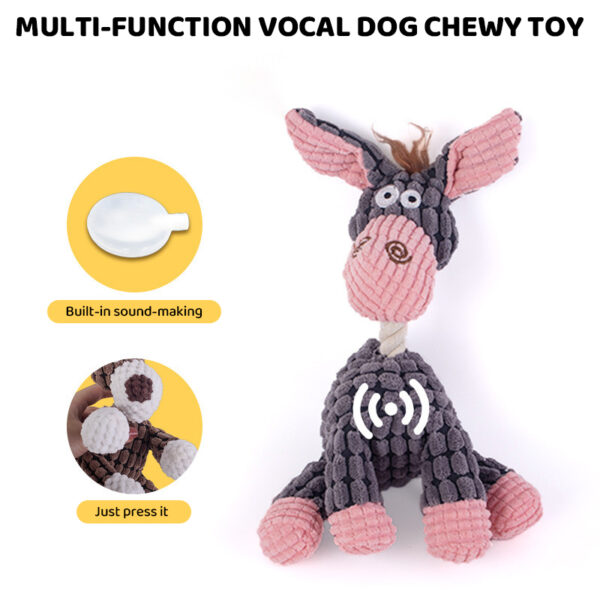 Dog Toy, Large Dog Squeaky Toys, Stufed Animal Dog Plush Toy for Puppy, Small, Middle, Large Dogs (Donkey(Grey+Pink) - Image 2